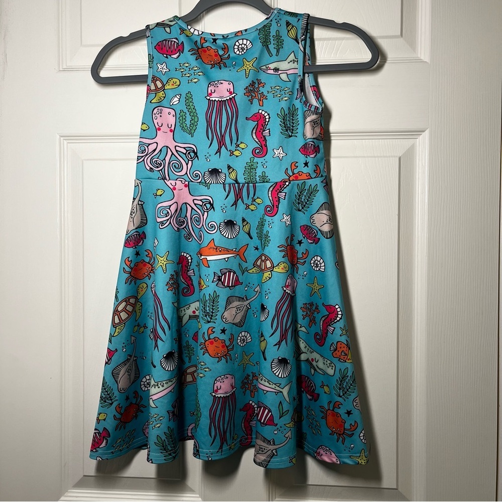 FUNNYCOKID Colorful Sea Life Print Dress Size Medium - Picture 2 of 5